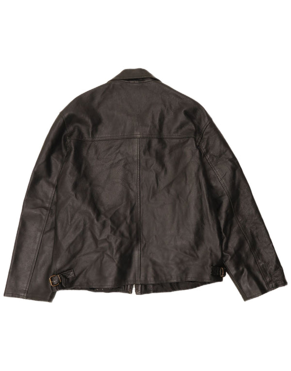 Vintage chaqueta de cuero para hombre Reino Unido 40 cuero negro grande