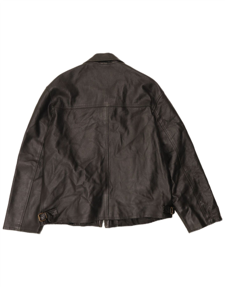 Vintage chaqueta de cuero para hombre Reino Unido 40 cuero negro grande