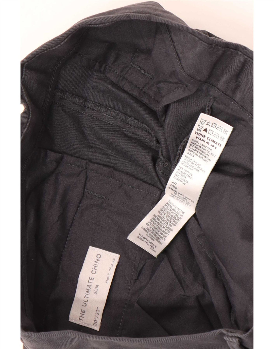 Marks & Spencer Pantalones chinos ajustados para hombre W30 L33 Algodón gris