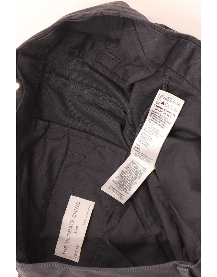 Marks & Spencer Pantalones chinos ajustados para hombre W30 L33 Algodón gris
