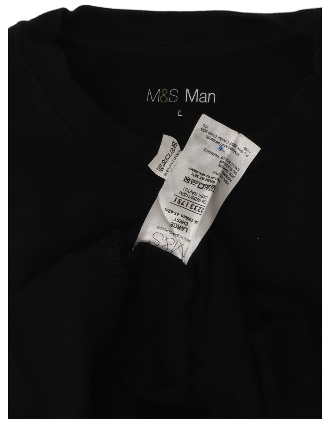 Marks & Spencer Hombre Sudadera Jumper Grande Azul Marino Algodón
