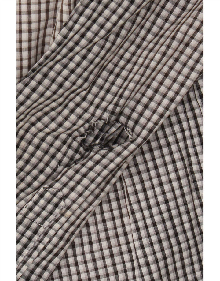 Camisa Carrera Regular Fit para hombre de algodón a cuadros negros grandes