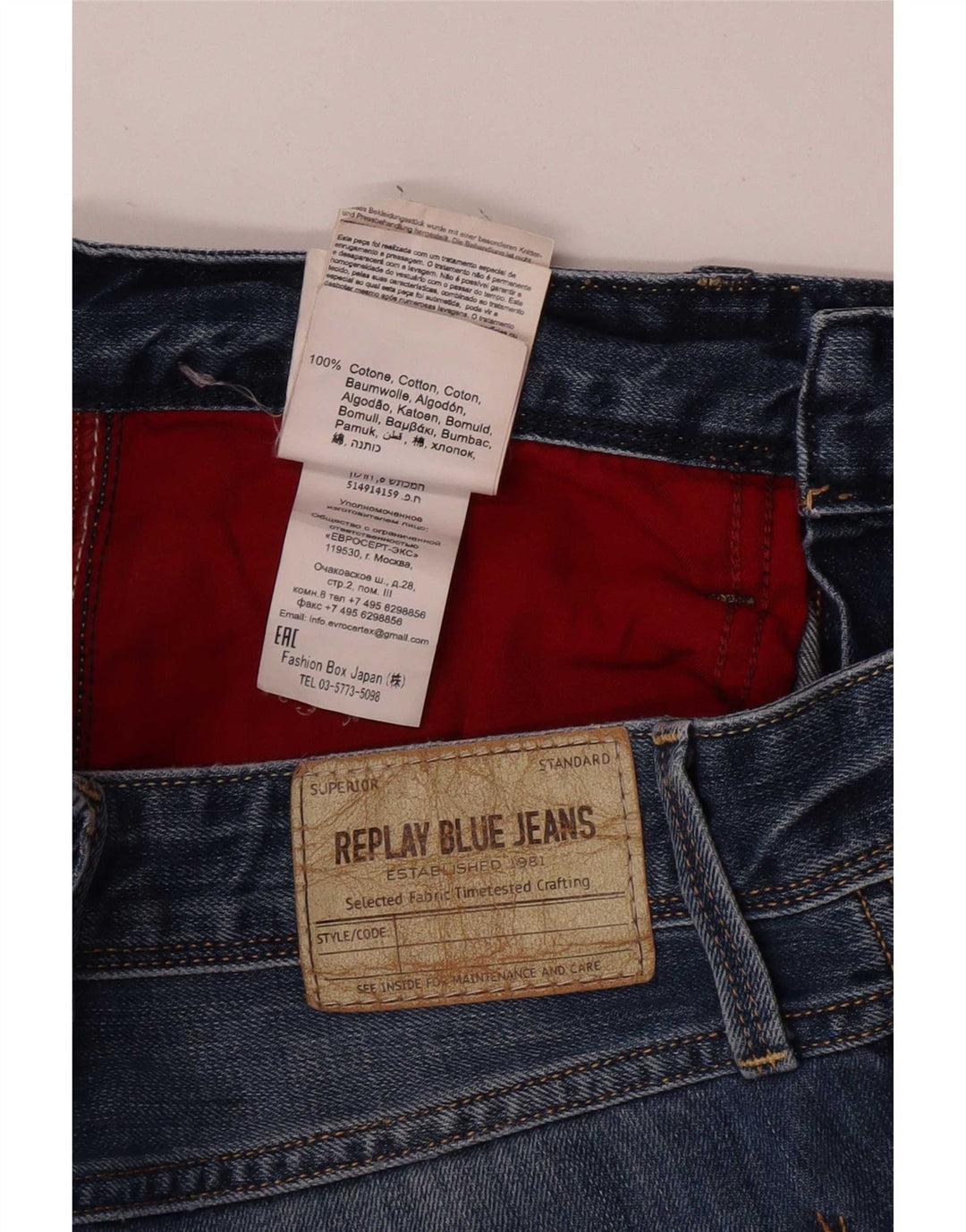 Vaqueros ajustados para hombre Replay W32 L32 Algodón azul