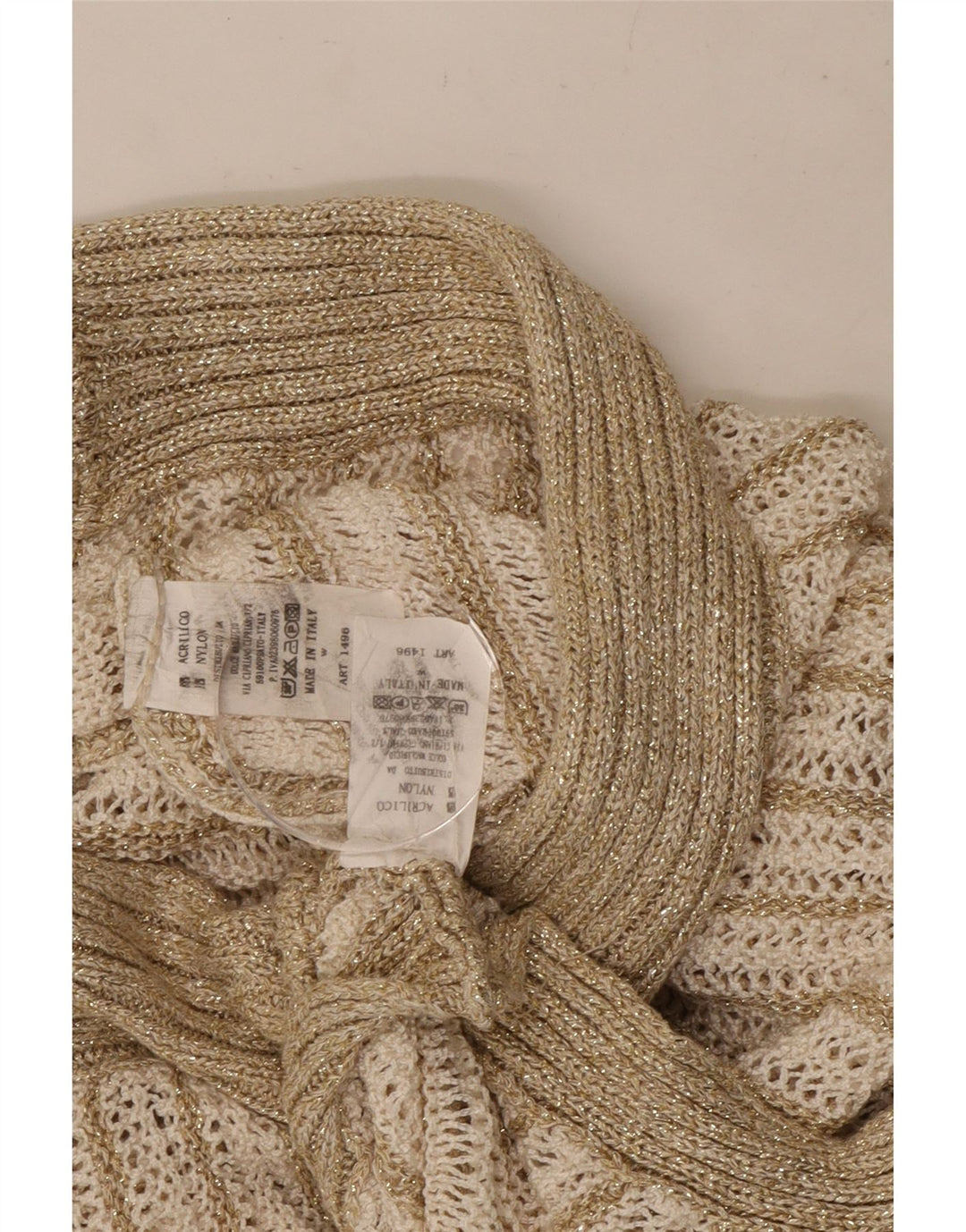 Vintage mujer 2 piezas falda set Reino Unido 8 pequeño W26 beige rayas acrílico