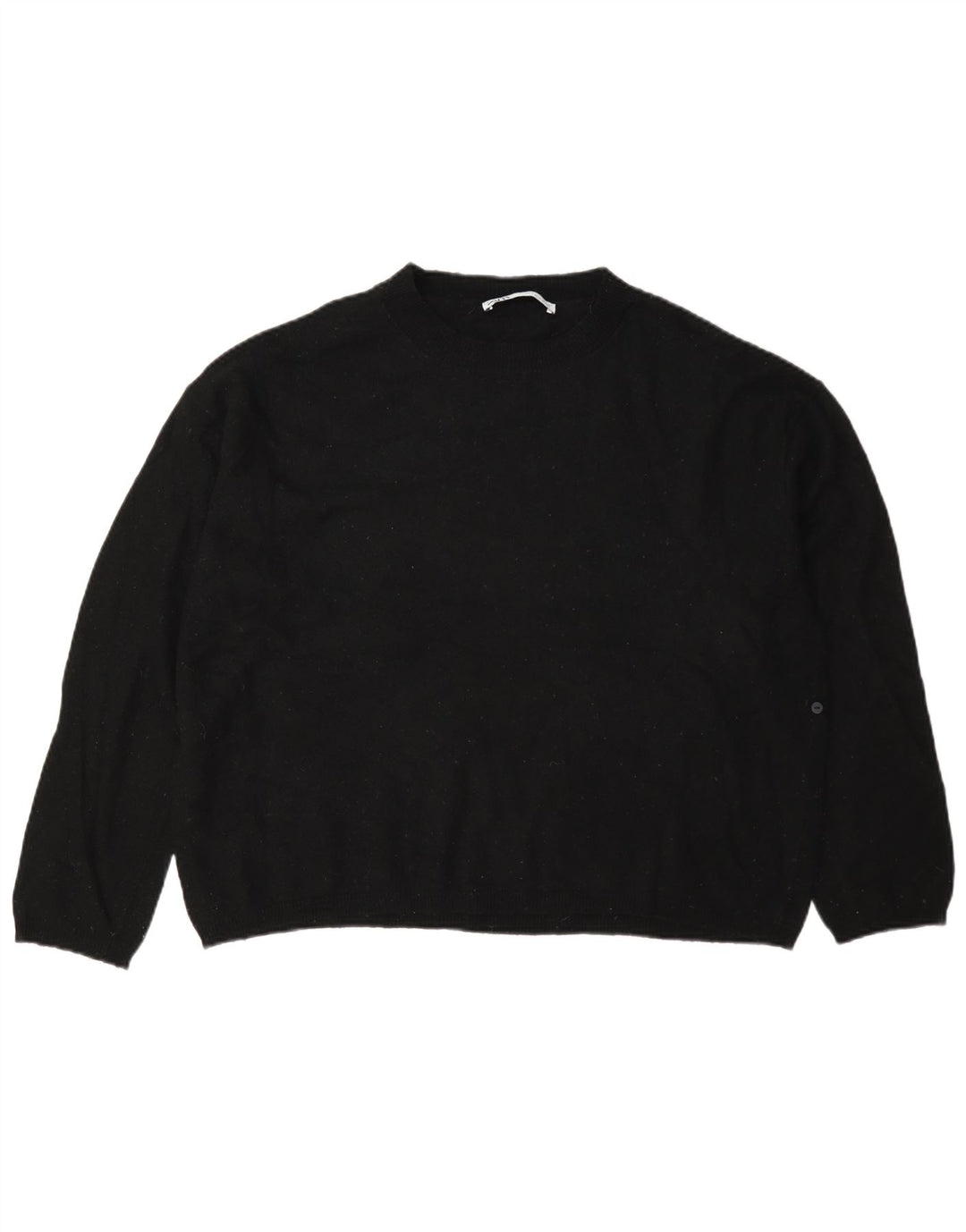 Zara Mujer Jersey De Cuello Redondo De Gran Tamaño UK 10 Small Black Wool