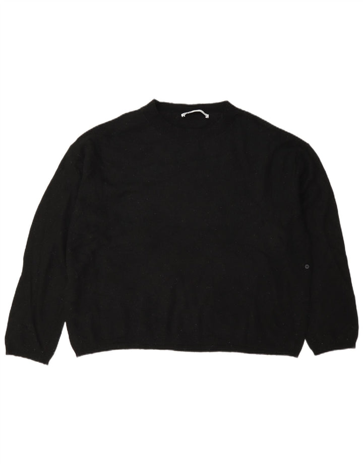 Zara Mujer Jersey De Cuello Redondo De Gran Tamaño UK 10 Small Black Wool