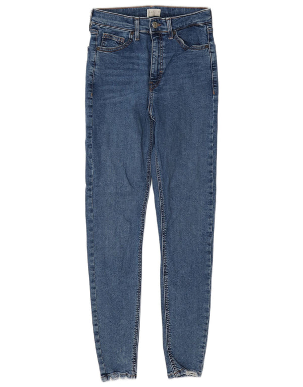 Topshop Womens High Rise Skinny Jeans W25 L28 Blue Cotton