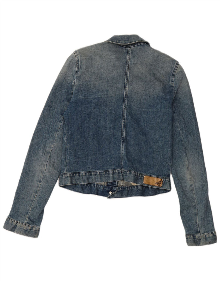 Vintage mujer crop denim chaqueta IT 40 pequeño algodón azul
