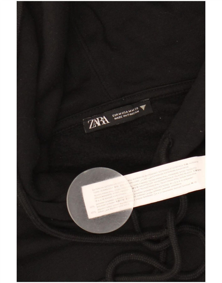 Zara Mujer Crop Sudadera con capucha Jumper UK 44 Mediano Negro Poliéster