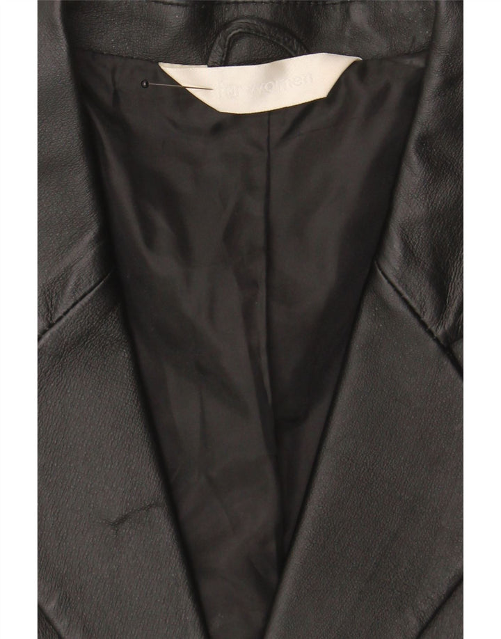 VINTAGE Womens Leather 2 Button Blazer Jacket UK 16 Large Black Leather Vintage Vintage and Second-Hand Vintage from Messina Hembry 