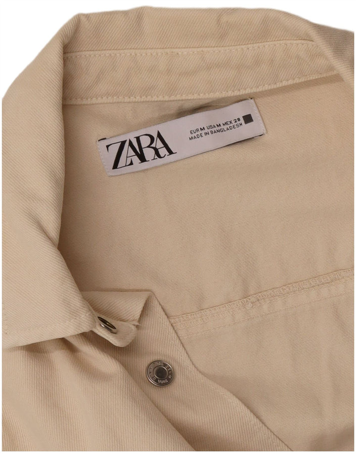 Zara Mujer Mono Corto De Mezclilla UK 44 Medio Beige