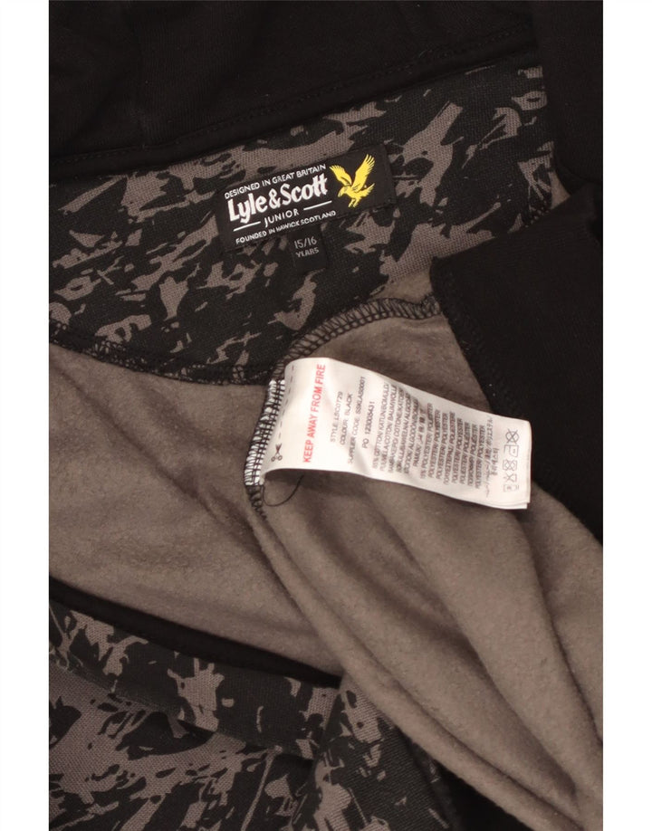 Lyle & Scott Suéter con capucha y cremallera con estampado abstracto para niños 15-16 años Negro
