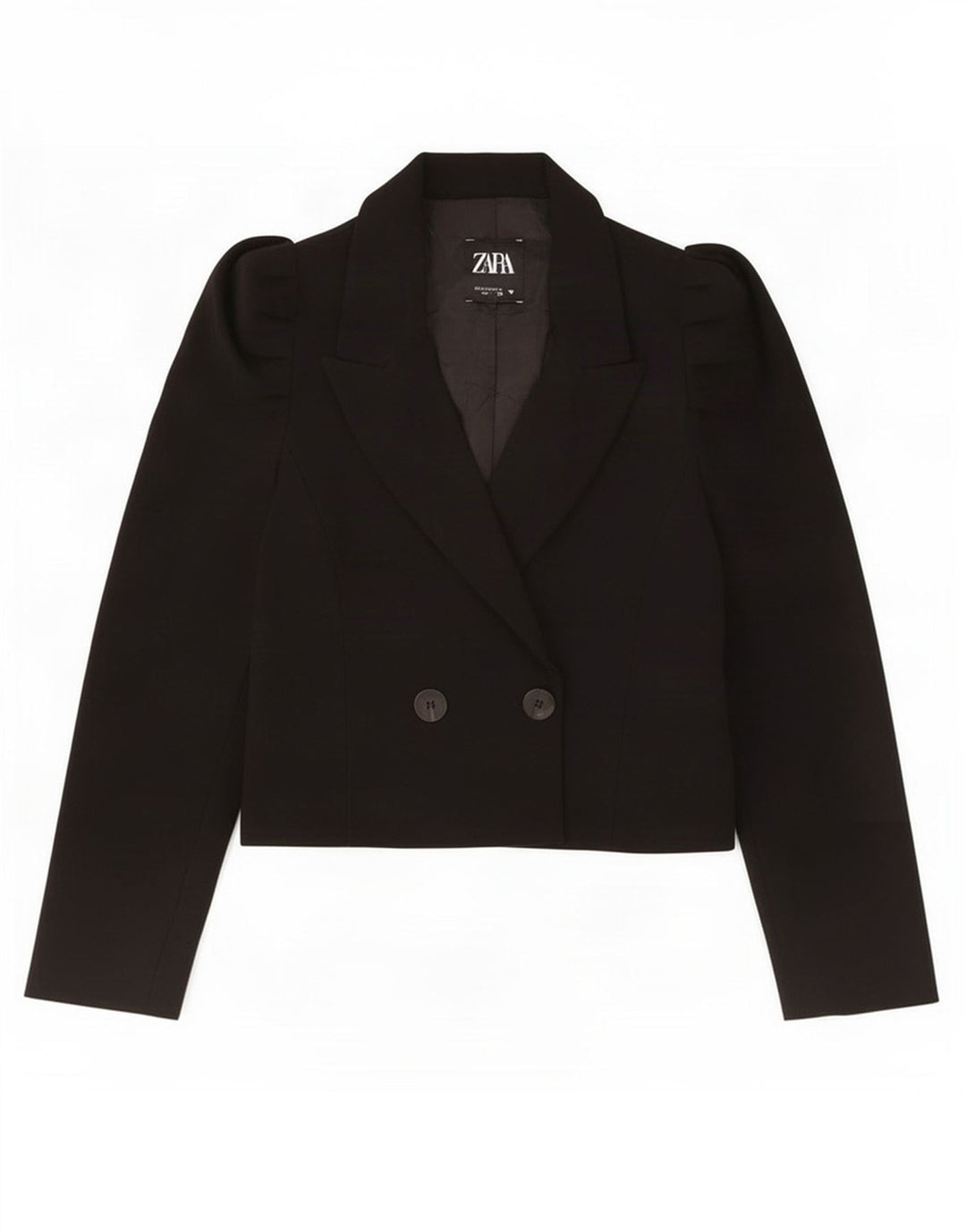 Zara Mujer Chaqueta Bolero De Doble Botonadura UK 10 Small Poliéster Negro