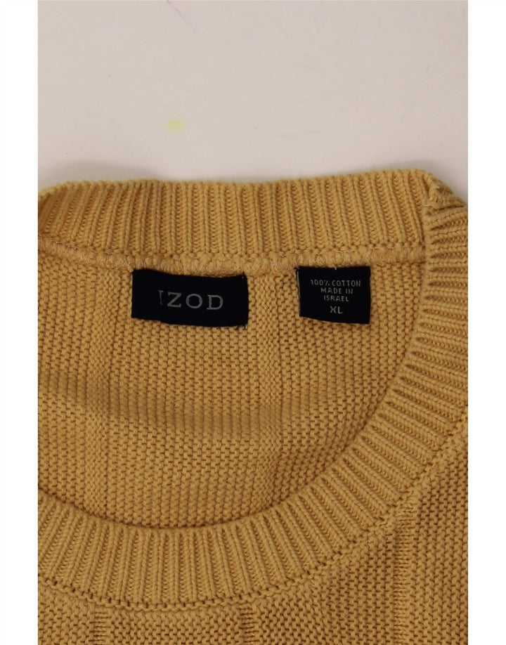 IZOD Mens Oversized Crew Neck Jumper Sweater XL Yellow Cotton Vintage Izod and Second-Hand Izod from Messina Hembry 