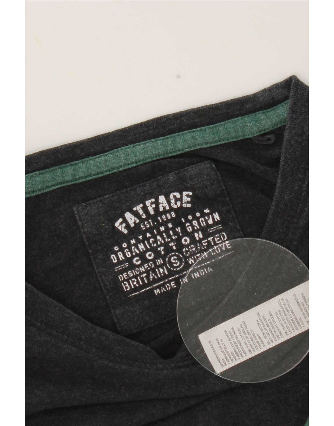 Camiseta de hombre Fat Face de manga larga de algodón color block en gris pequeño