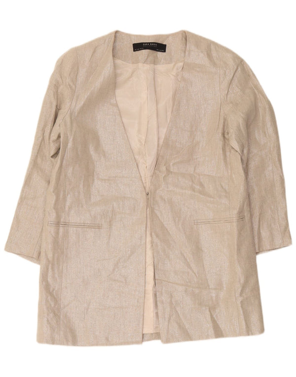 Zara Chaqueta Blazer de Manga 3/4 para Mujer UK 44 Grande Gris