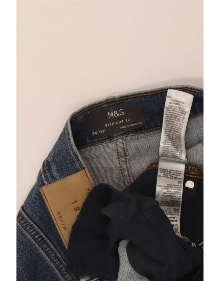 Marks & Spencer Vaqueros rectos para hombre W34 L31 Algodón azul
