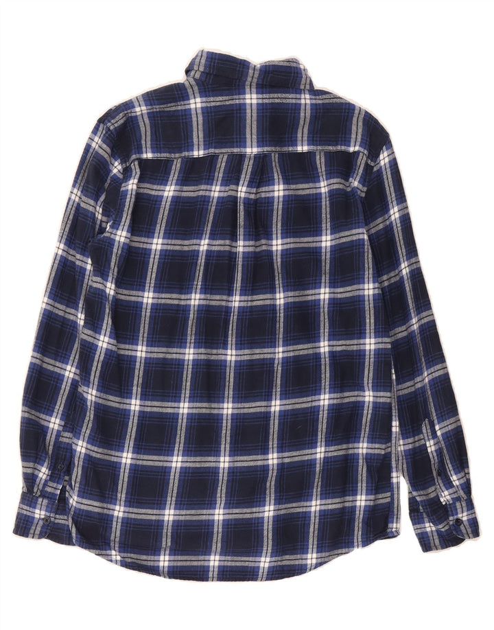 CHAPS Mens Flannel Shirt Medium Navy Blue Check Cotton Vintage Chaps and Second-Hand Chaps from Messina Hembry 