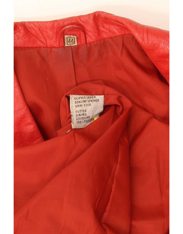 Vintage hombres 2 botones chaqueta blazer de cuero EU 44 XL rojo