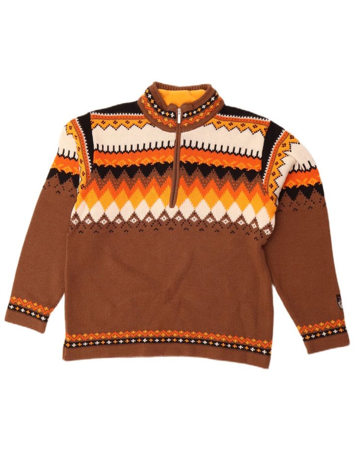 Campagnolo Jersey Con Cuello Y Cremallera De Lana Geométrica Marrón Medio Hombre
