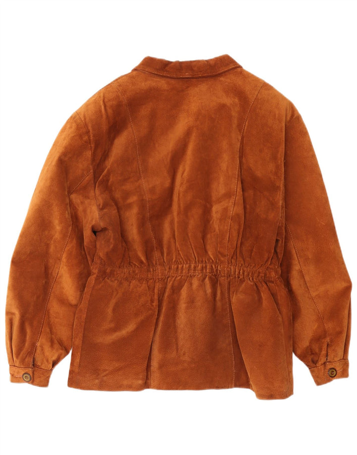 Vintage hombres ante chaqueta Reino Unido 36 pequeño marrón