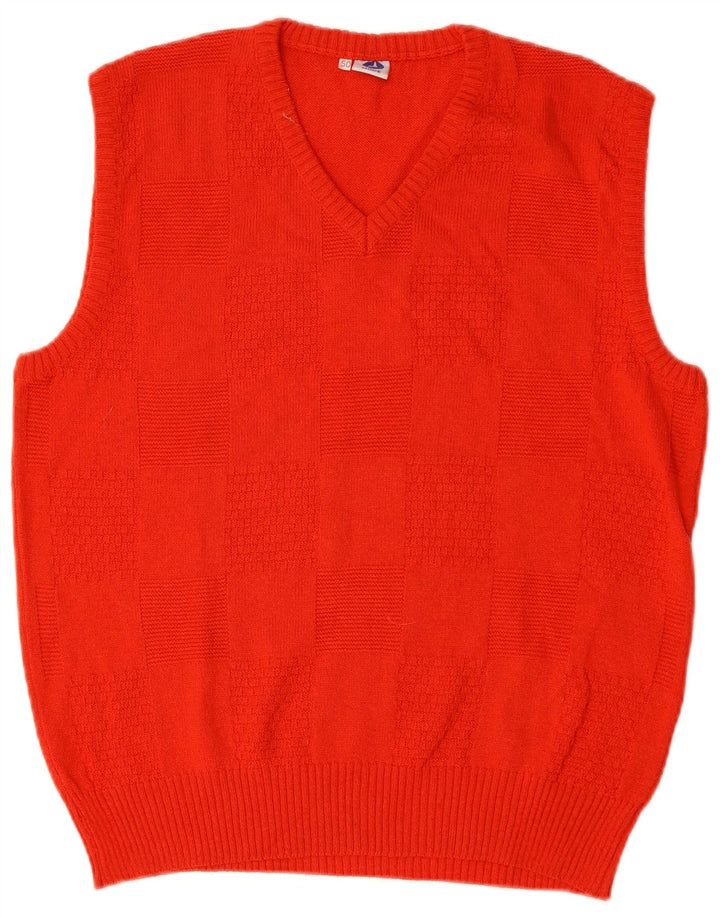 VINTAGE Chaleco para hombre Camiseta sin mangas IT 50 Algodón rojo medio