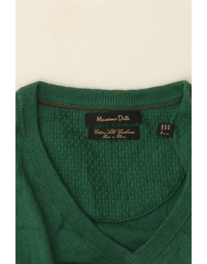 Massimo Dutti Hombre Jersey Cuello Pico Small Verde Algodón