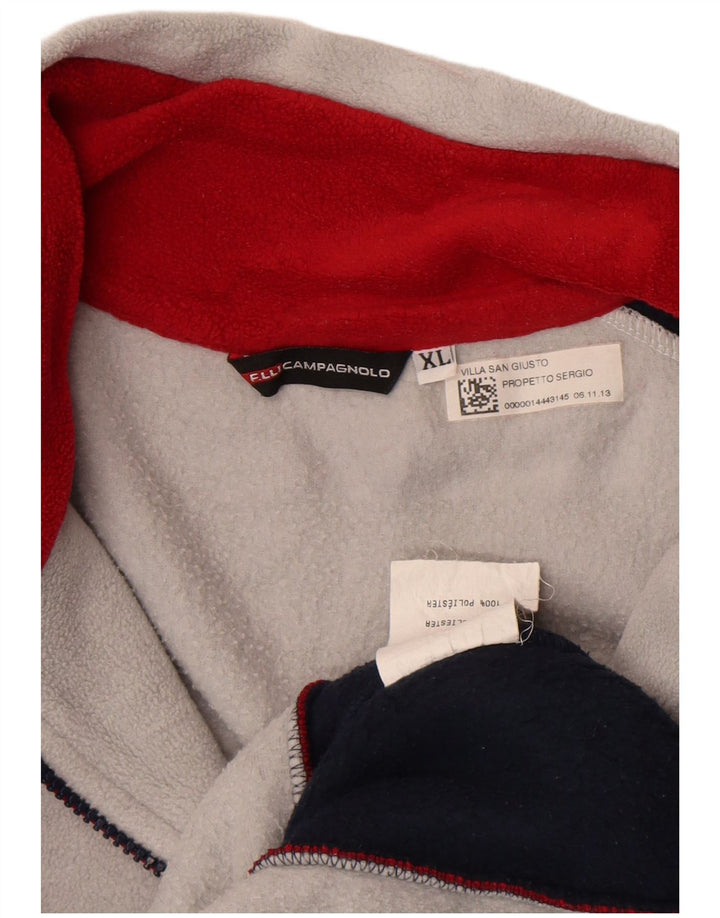 Jersey vintage de vellón con cuello con cremallera para hombre XL Gris Colorblock Poliéster