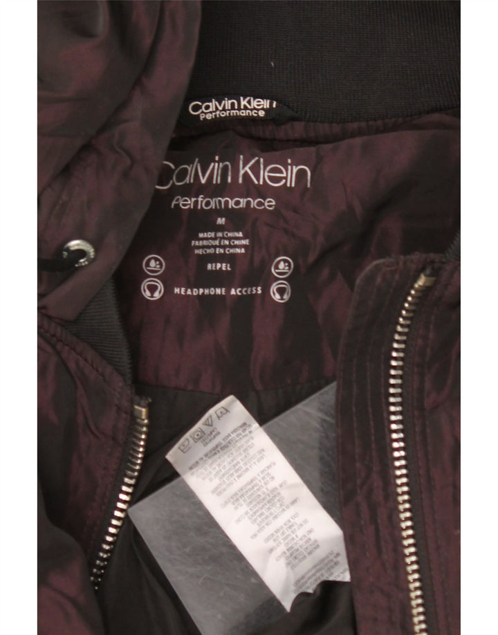 CALVIN KLEIN Chaqueta bomber extragrande con capucha para mujer UK 14 Medium Borgoña