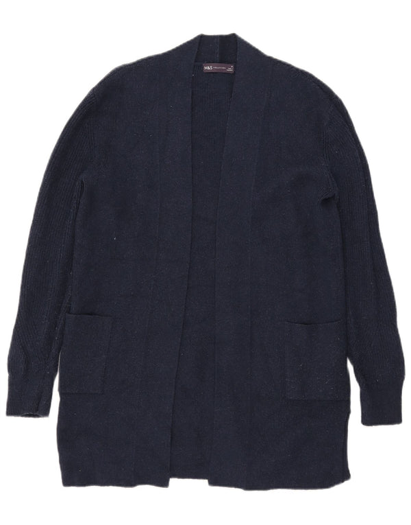 Marks & Spencer Suéter tipo cárdigan abierto largo para mujer UK 10 Small Azul marino