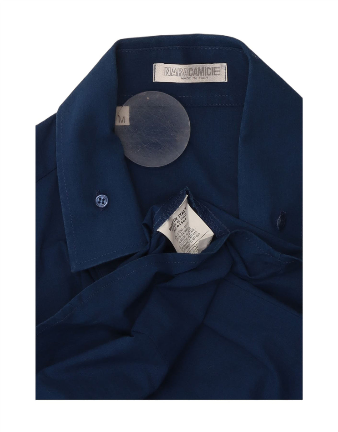 NARACAMICIE Camisa Manga Corta Hombre Algodón Azul Medio