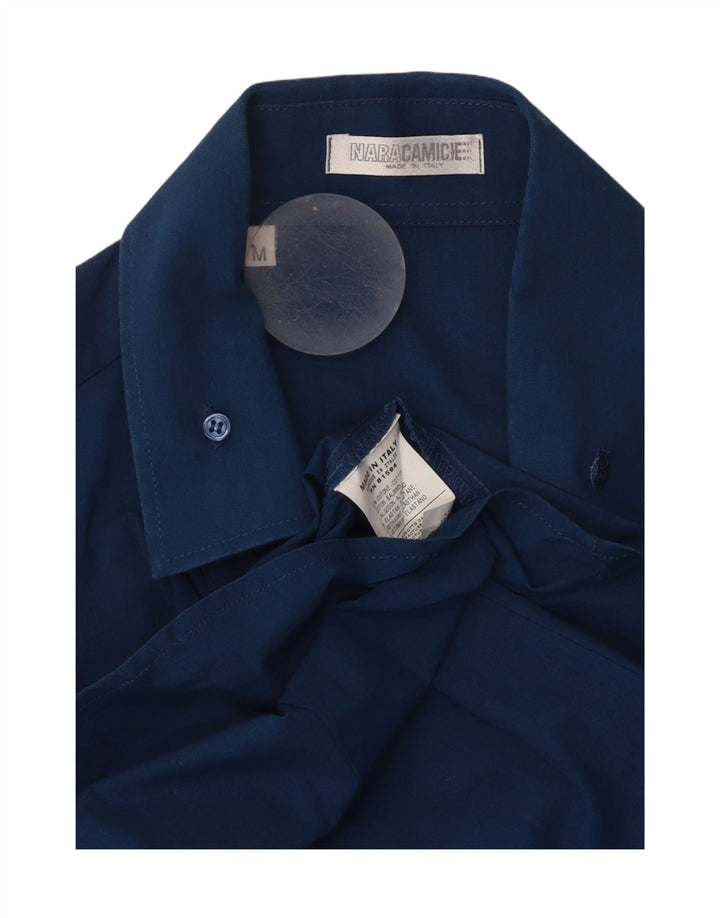 NARACAMICIE Camisa Manga Corta Hombre Algodón Azul Medio