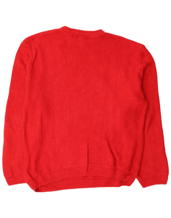 Chaps Jersey de cuello redondo para hombre, talla 2XL, algodón rojo en espiga