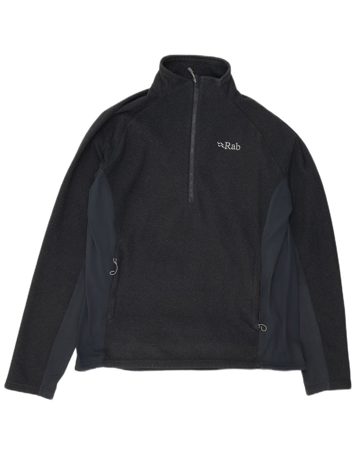 RAB - Sudadera con cuello y cremallera para hombre, talla grande, color negro, poliéster