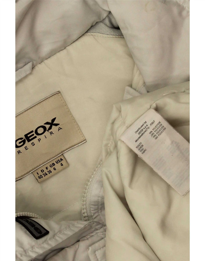 Geox Chaqueta acolchada extragrande con capucha para mujer UK 6 XS Poliéster blanco