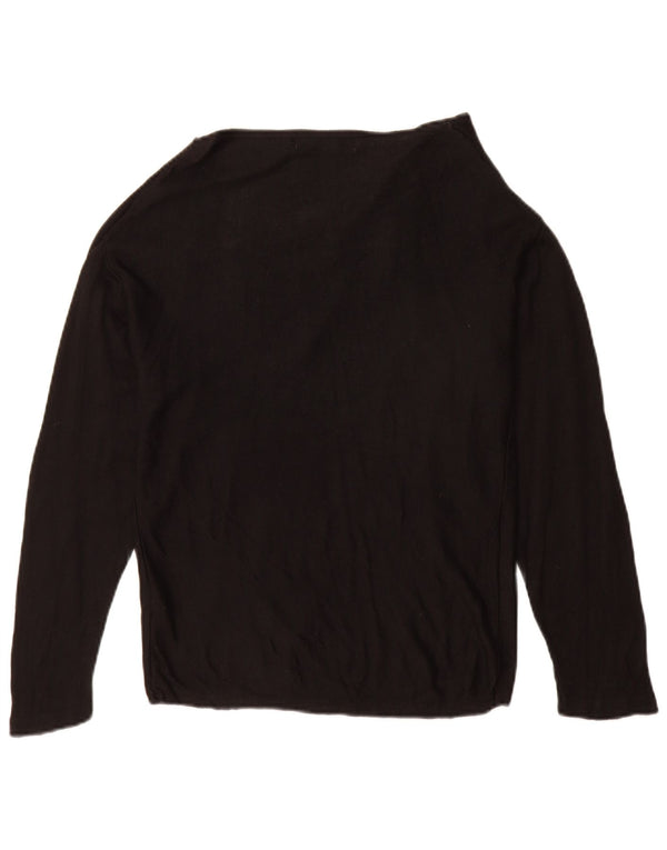 Zara Mujer Top Manga Larga UK 44 Medium Viscosa Negra