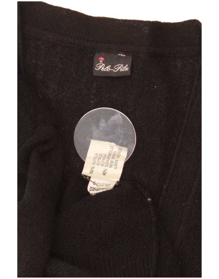 Vintage hombres Cardigan suéter pequeño acrílico negro