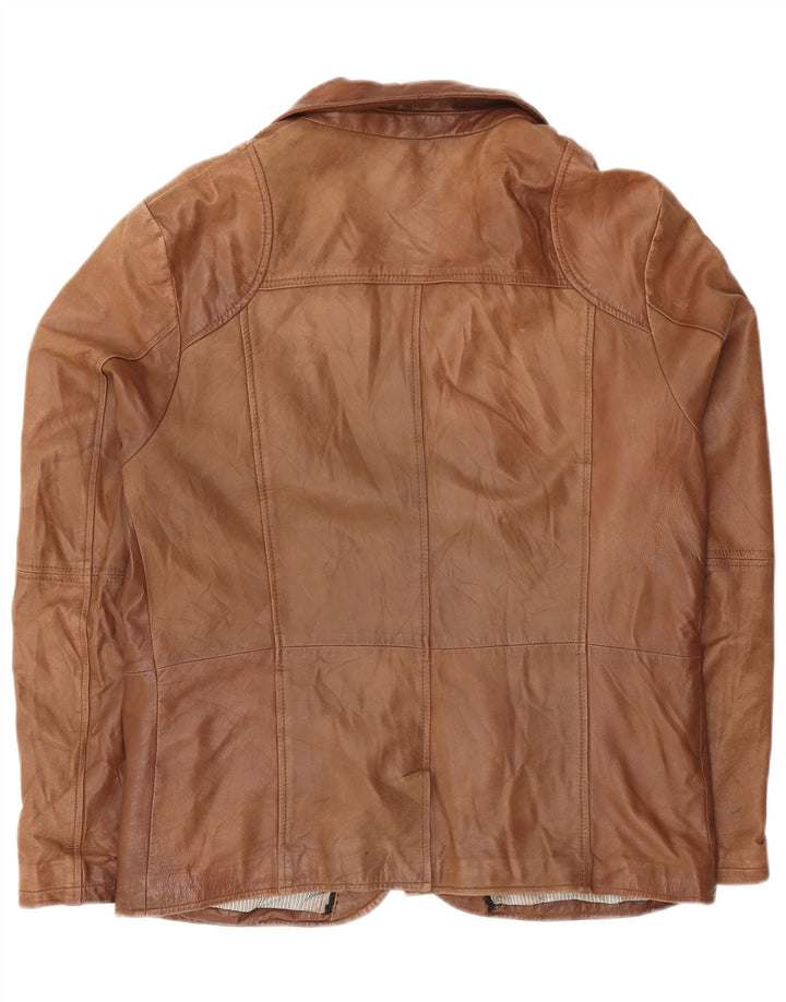 Conbipel Chaqueta tipo blazer de cuero con 4 botones para hombre IT 52 Cuero marrón grande