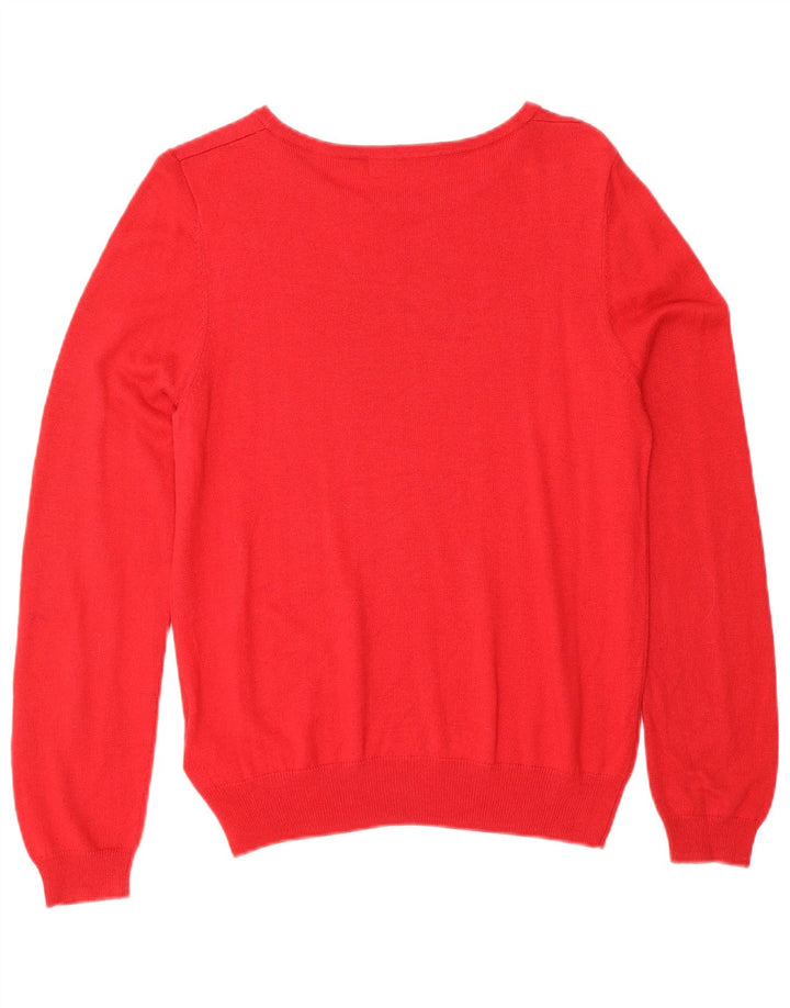 MARKS & SPENCER Suéter gráfico con cuello barco para mujer UK 40 XL Rojo