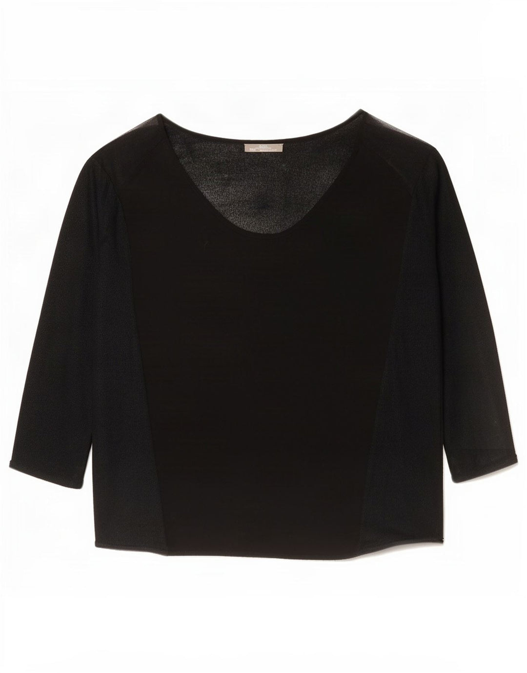 Zara Mujer Top Extragrande Manga 3/4 UK 44 Mediano Negro
