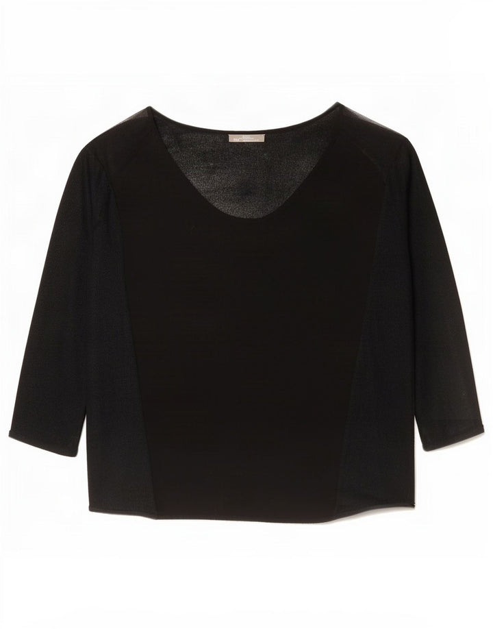 Zara Mujer Top Extragrande Manga 3/4 UK 44 Mediano Negro