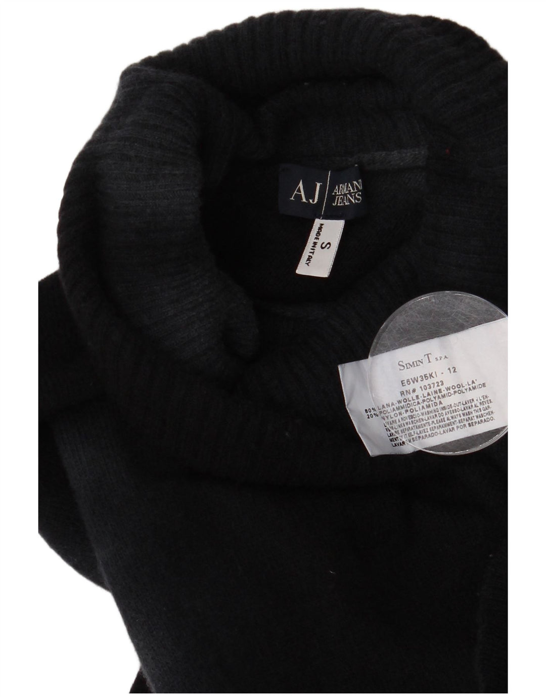 Armani Jeans Mujer Roll Neck Jumper Suéter UK 10 Small Azul Marino Tie Dye