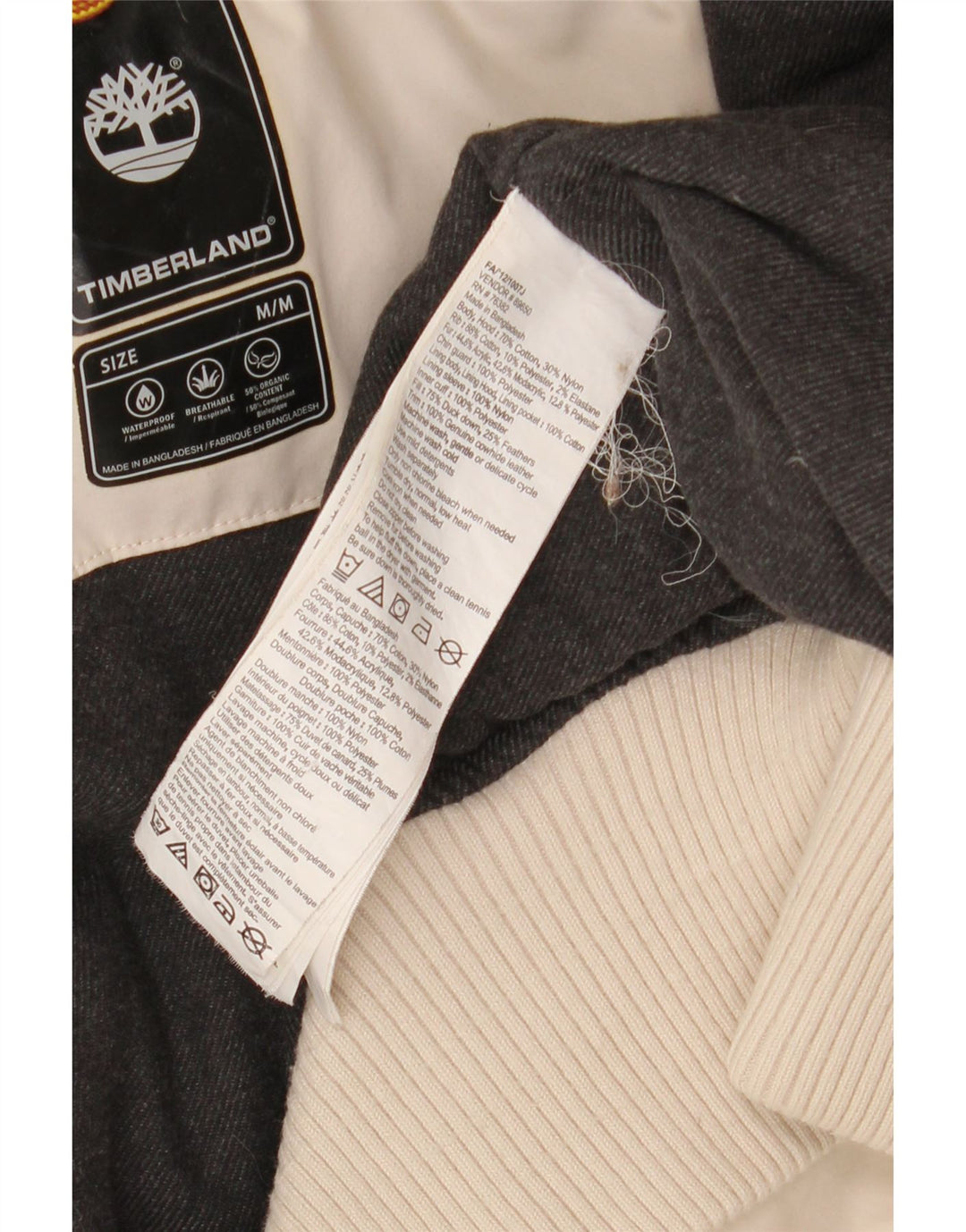 Timberland Chaqueta Bomber con Capucha para Hombre UK 38 Algodón Beige Medio