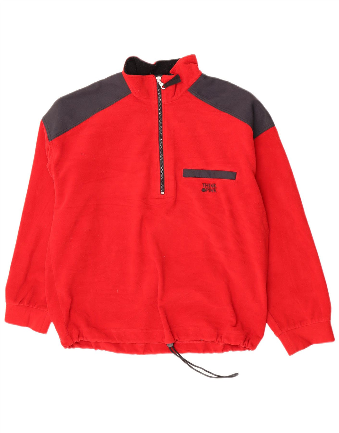 Think Pink Jersey De Forro Polar Con Cremallera Y Cuello Para Hombre Grande Rojo Colorblock Poliéster