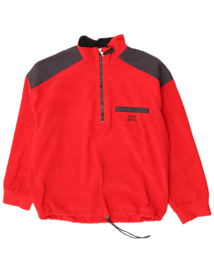 Think Pink Jersey De Forro Polar Con Cremallera Y Cuello Para Hombre Grande Rojo Colorblock Poliéster