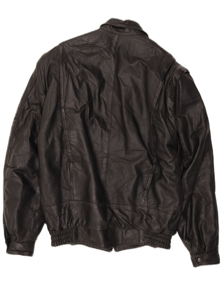 Vintage chaqueta de cuero para hombre Reino Unido 40 cuero negro grande