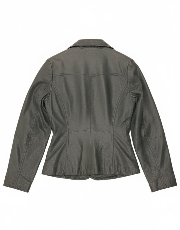 Vintage mujer 3 botones Blazer chaqueta Reino Unido 10 pequeño gris