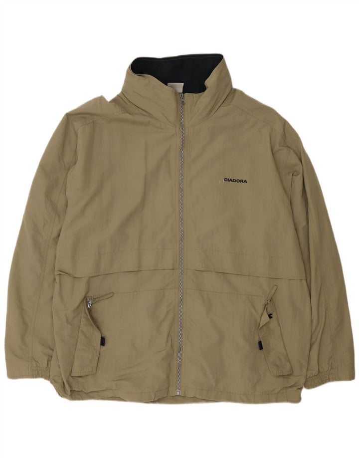 DIADORA Chaqueta impermeable holgada para hombre, talla 40, talla grande, poliamida beige