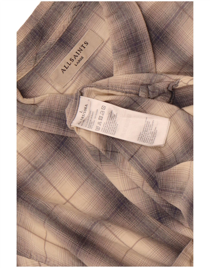 All Saints Camisa De Franela Para Hombre Algodón A Cuadros Beige Grande