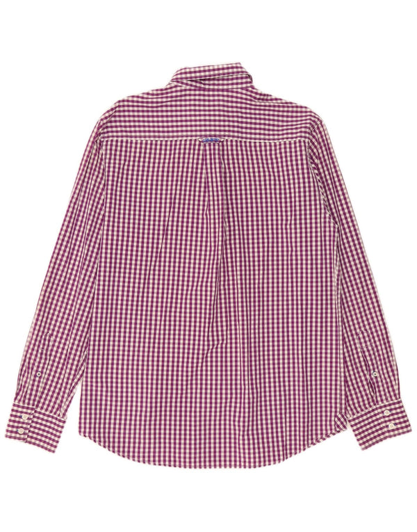 Crew Clothing Camisa para hombre Algodón a cuadros morado grande